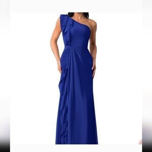 Azazie One Shoulder Dress in Navy Blue